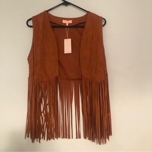 Brown Suede Fringe Vest